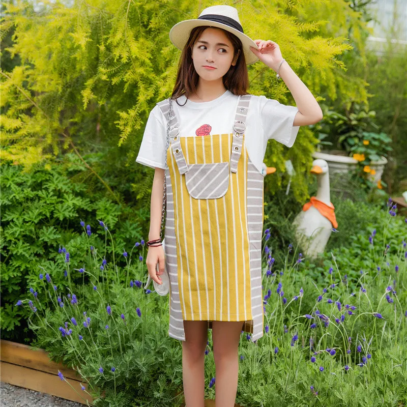 Lychee Женская Полосатая юбка-комбинезон с карманами прямые женские полосатые юбки