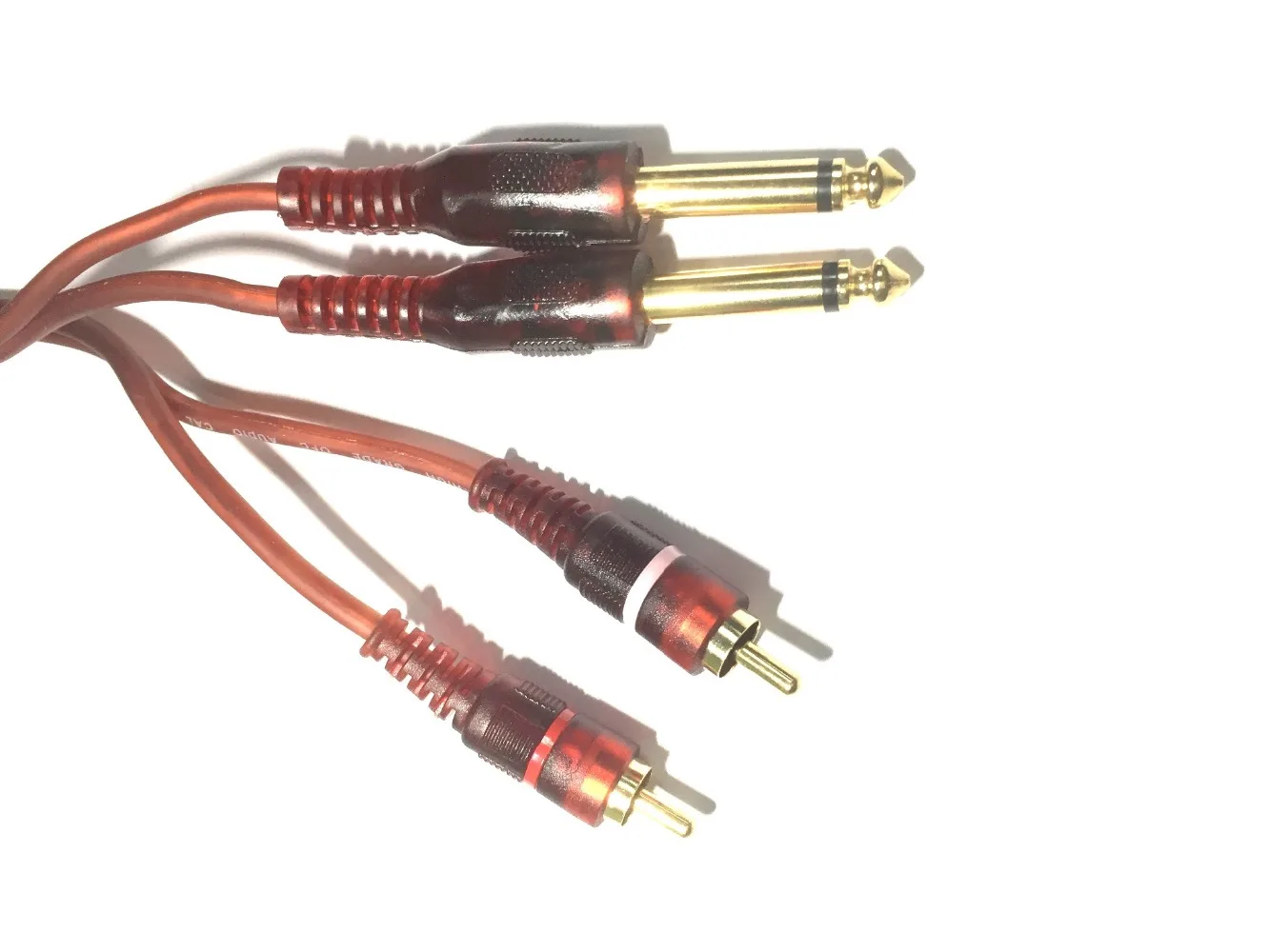 Двойной 6 35 мм моно Джек Вилки к RCA Phono вилки OFC аудио кабель |