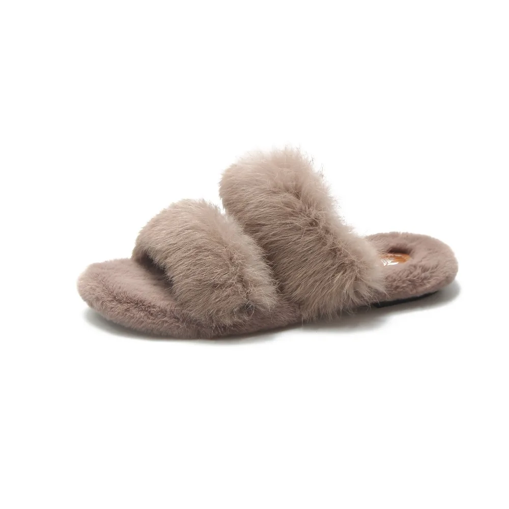 LazySeal Women's Rabbit Fur Slippers - Real Hair Furry Indoor Fluffy Plush Slides House Shoes image 3
