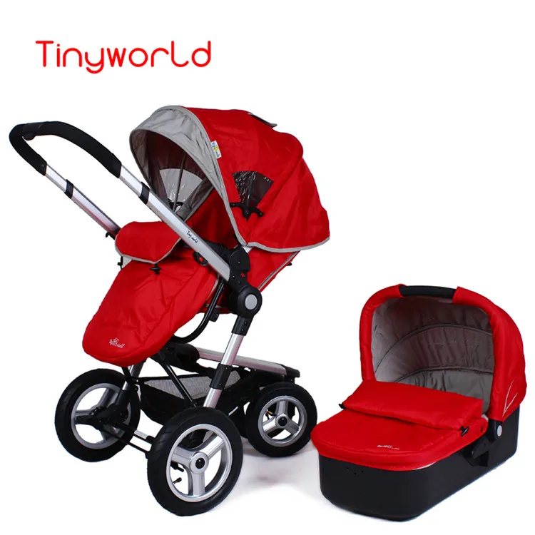 red 2 in 1 Высокий пейзаж 3 в 1 детская коляска(коляска+ корзина для сна+ безопасное автокресло), складная, двунаправленная, дорожная система коляска - Цвет: red 2 in 1
