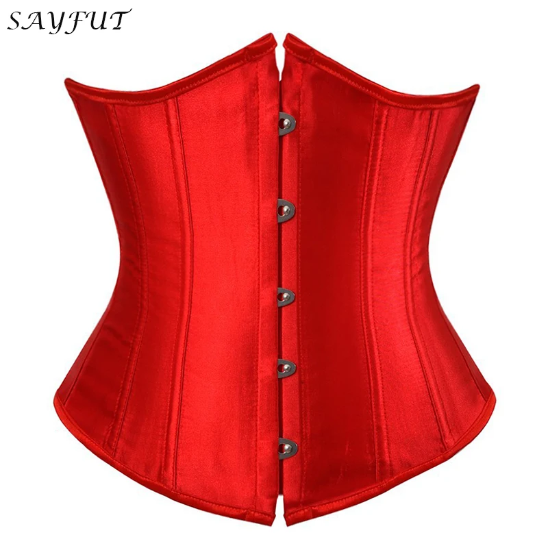 Женский корсет на шнуровке черный атласный косточках сексуальный бюстье