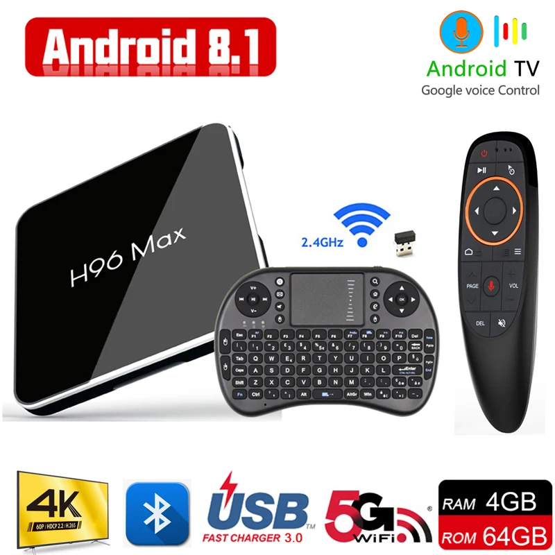 Оригинальный Смарт Android tv BOX Голосовое управление Amlogic S905X2 4G 64G поддержка Youtube Play