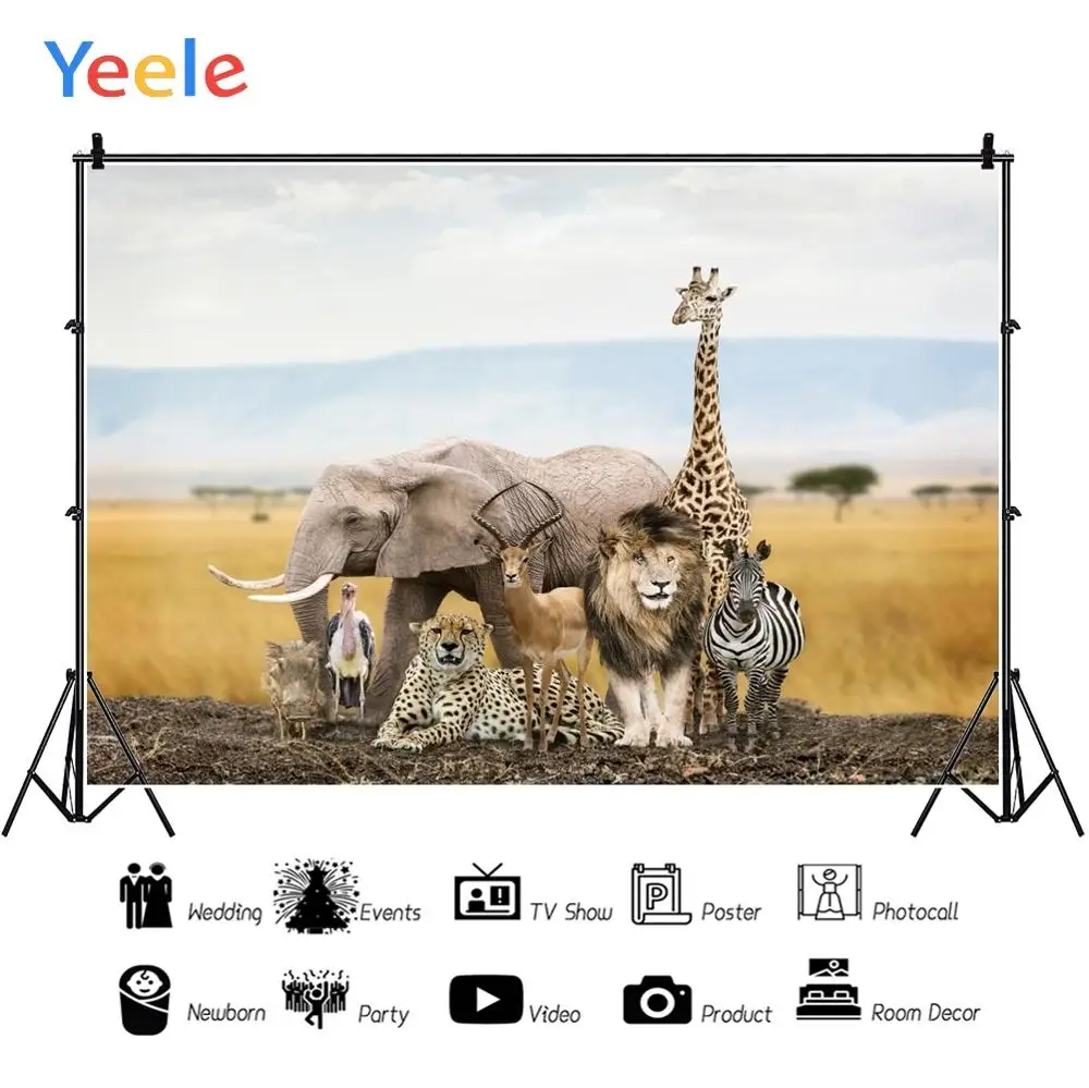 Yeele дикие животные Слон леопард лев жираф зебра Фото фоны индивидуальные