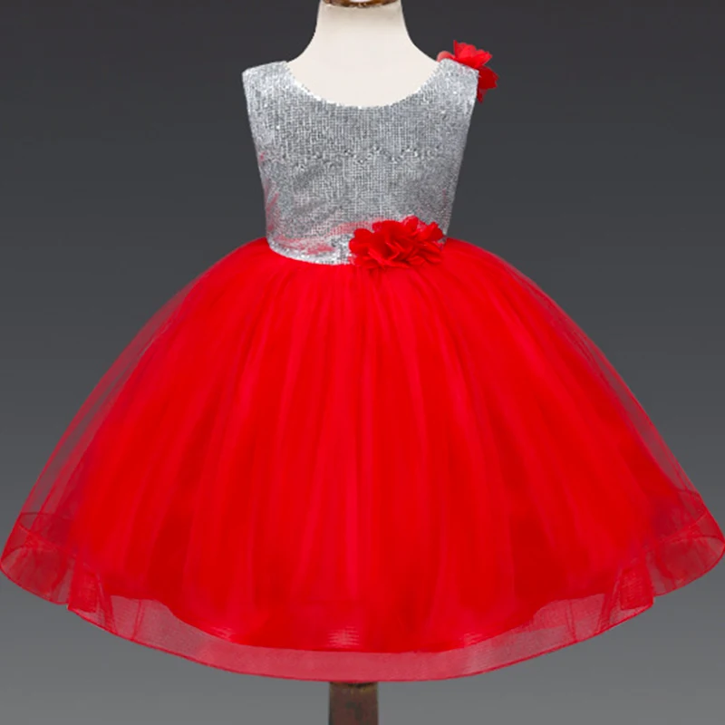 

Kids Girl Dress Christmas Sequin Costume Elegant Princess Dress Stage Performance Party Dresses Girl Clothes 2-9T