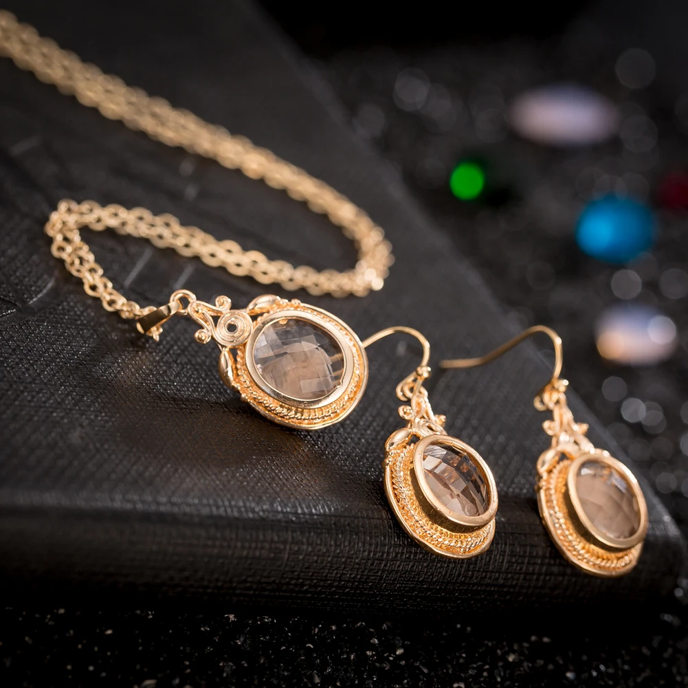 dubai set gioielli rosa glass damen liverpool bijuteria free shipping nigeria Dahu Rico jewelry sets gold filled | Украшения и