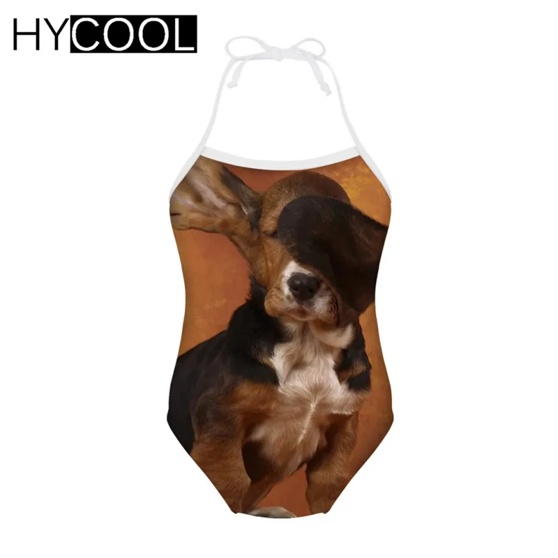 R2071BS HYCOOL/цельные костюмы детская одежда для купания с принтом таксы и собаки, купальный костюм для девочек, бикини, летний купальный костюм для детей возрастом от 3 до 8 лет - Цвет: R2071BS