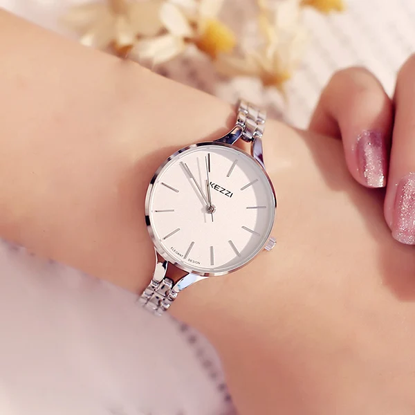 silver watch KEZZI, роскошные брендовые часы, женские, водонепроницаемые, нержавеющая сталь, кварцевые часы, римские весы, мульти режущие поверхности, зеркальные часы-браслет - Цвет: silver watch