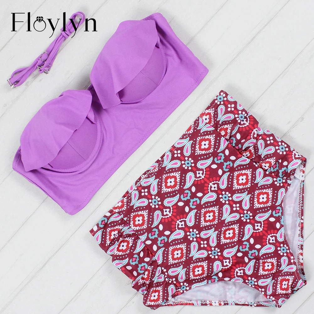 Новинка бикини Floylyn женский купальник купальный костюм с высокой талией комплект