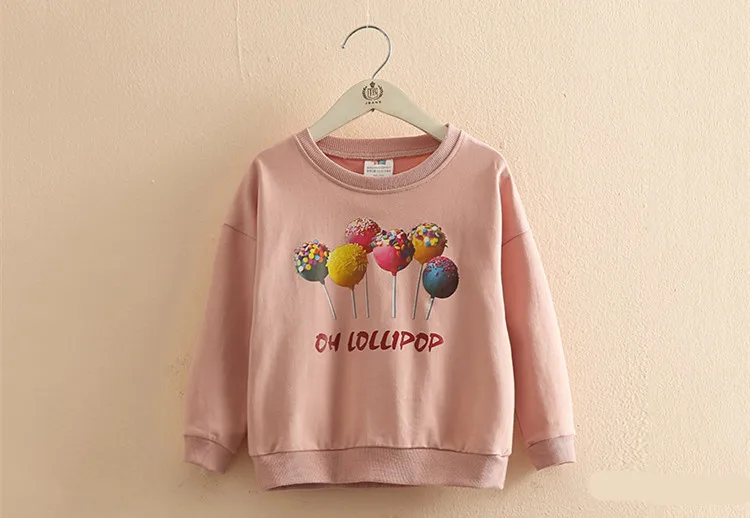 Детские толстовки модные хлопковые свитшоты с принтом леденцов для девочек