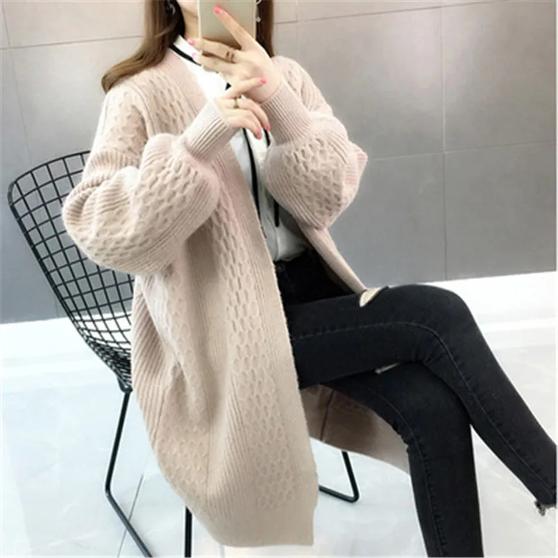 Женский зимний Кардиган с длинным рукавом V-образным вырезом |