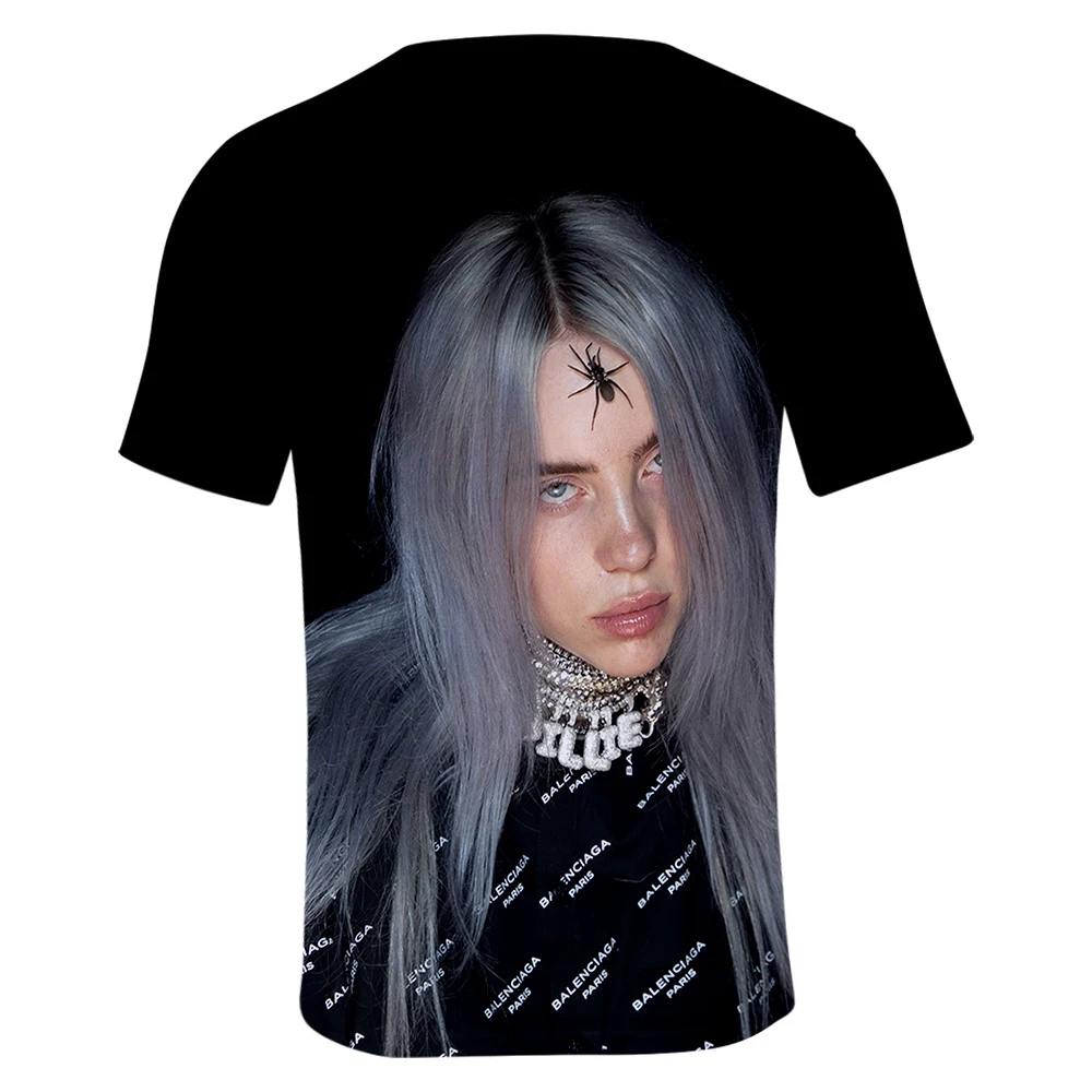 Billie Eilish, новинка, 3D футболка, для мужчин, летняя мода, хип-хоп, Harajuku, повседневная одежда, Billie Eilish, 3D, для девочек, желтая футболка