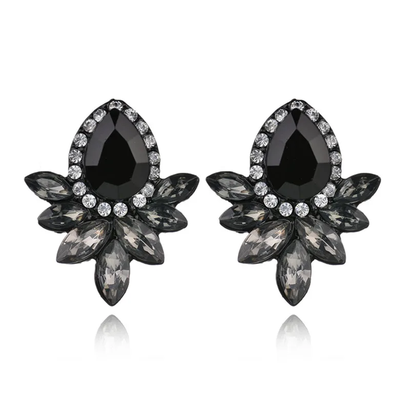 Новинка 2018 женские модные серьги Стразы серые/розовые черные из смолы милые