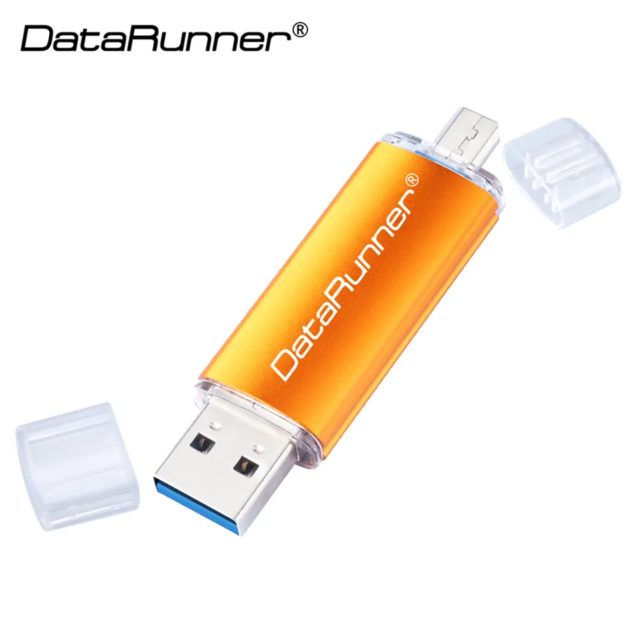 Золотой Высокоскоростной USB флеш-накопитель DataRunner OTG, 128 ГБ, флеш-накопитель, 32 ГБ, 64 ГБ, Usb 3,0, флешка, 256 ГБ, USB карта памяти для мобильных телефонов на Android - Цвет: Золотой