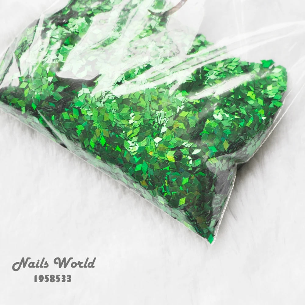 

50g Fashion Color Nail Art Rhombus Shape Grass Green Shining Glitter Nail Art Acrylic Nail Design Sequins Decoration LB600-50g