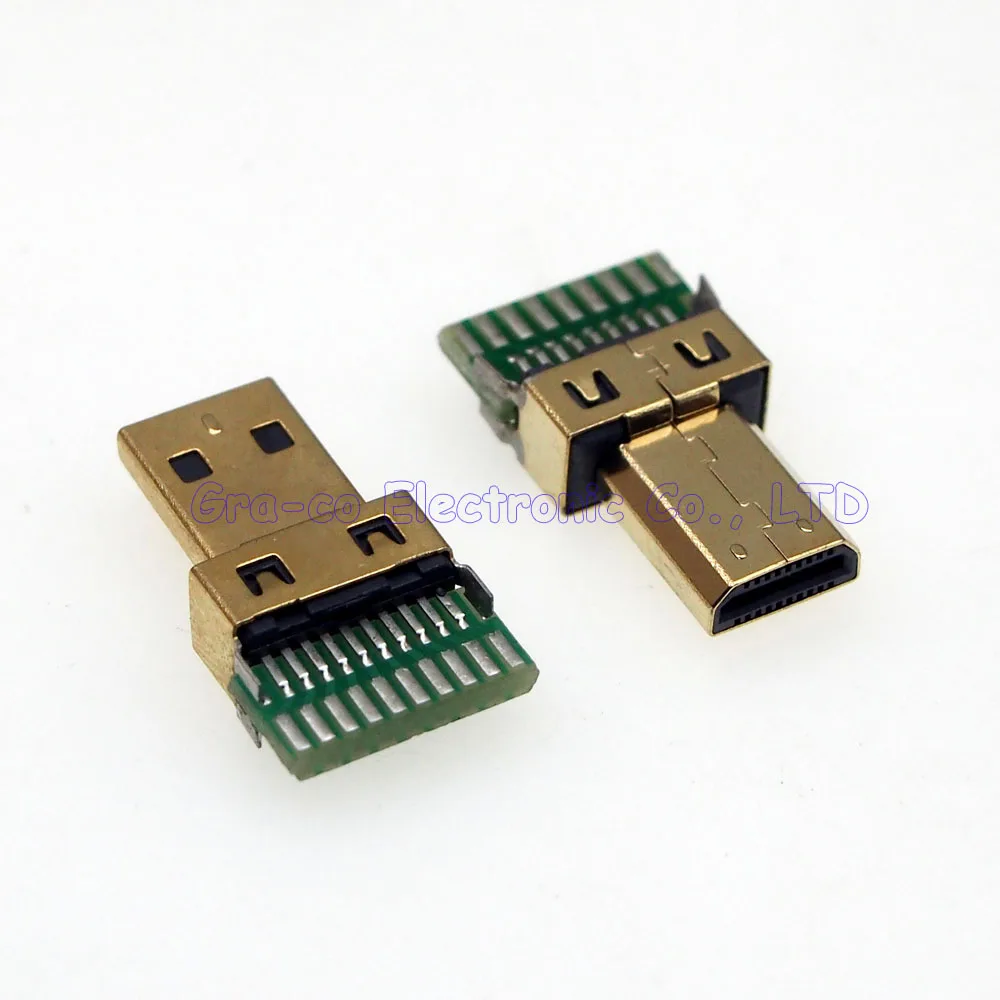 50 шт./лот позолоченный 19P MICRO HDMI D Тип штекер с печатной платой|micro hdmi|micro hdmi dmicro type d |