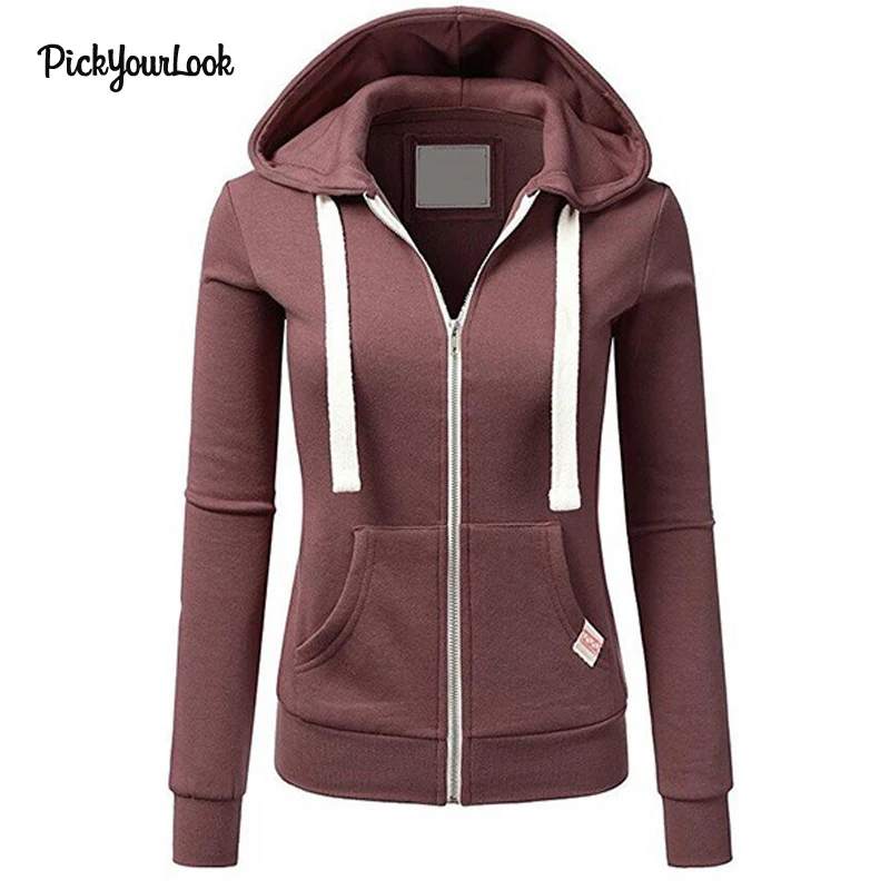 PickyourLook толстовки Женская толстовка с длинным рукавом зимняя на молнии