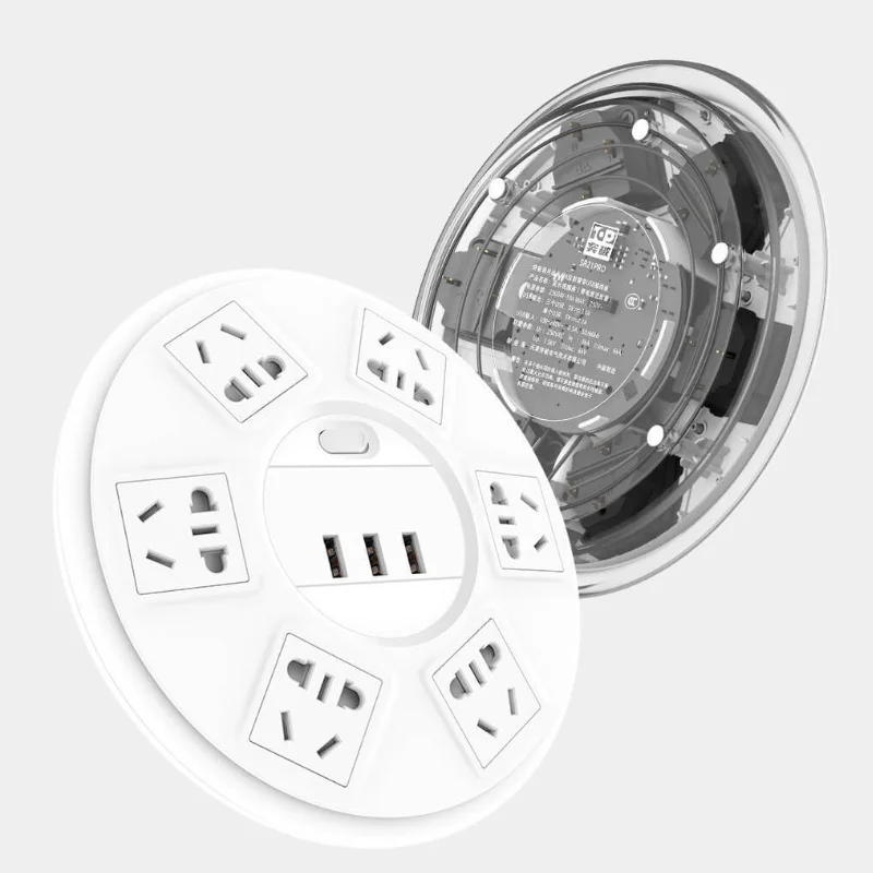 Xiaomi TP Lightning защитная лента питания 6 портов с 3 USB 2500 Вт 10А Быстрая зарядка 2.1A USB защита от перенапряжения зарядное устройство