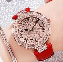 rose red Новые модные женские часы с большим циферблатом, стразы, женские часы, роскошный женский браслет, кварцевые часы, часы, reloj mujer, Прямая поставка - Цвет: rose red