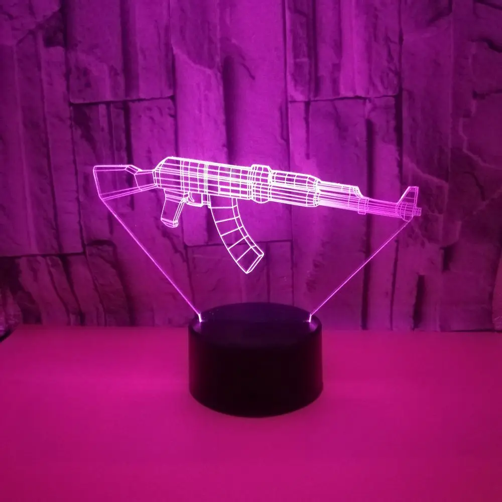 3d-ночник в форме пистолета с питанием от Usb цветная светодиодная визуальная