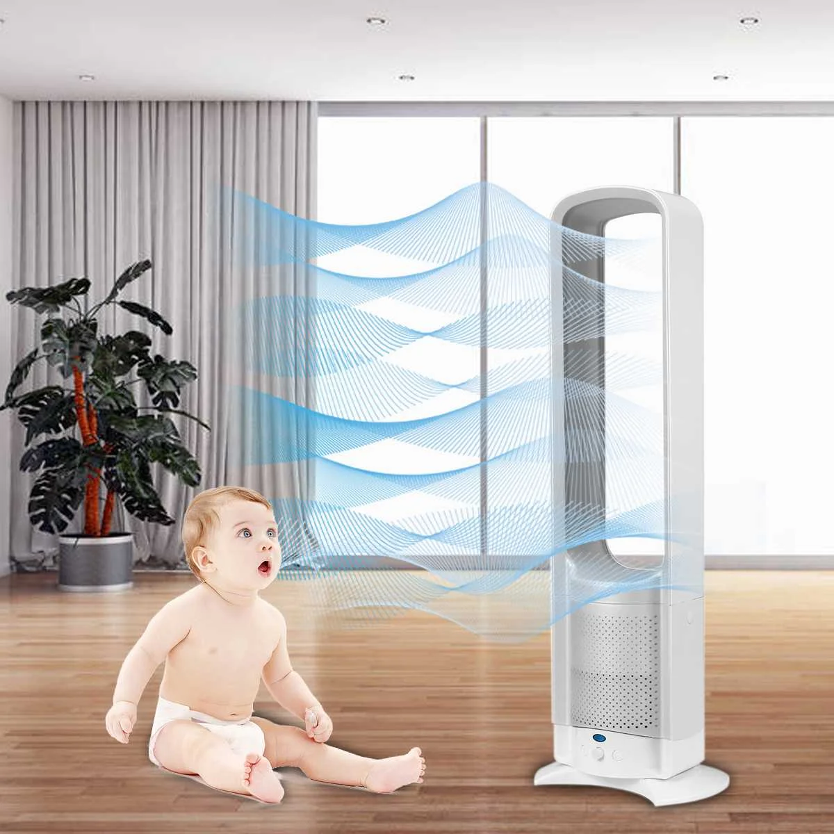 Warmtoo ЕС 220 в 32 дюйма Портативный бесшумный вентилятор без лезвия, напольный вентилятор без пузырей, низкий уровень шума