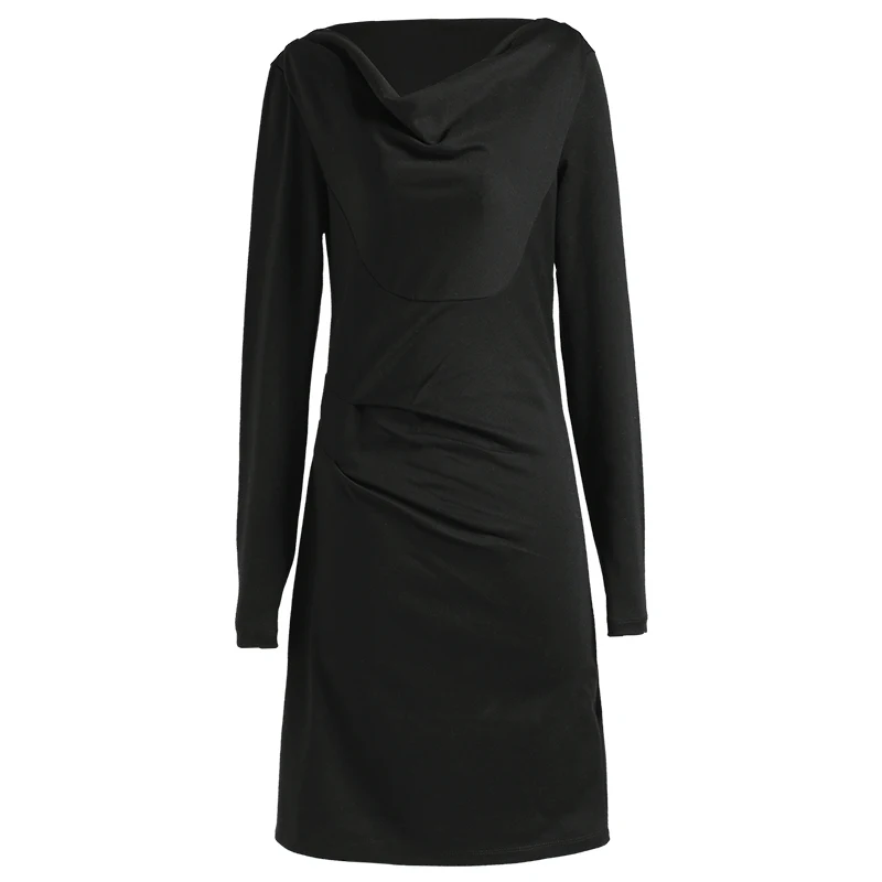 Женское винтажное платье ARTKA плиссированное черное с коротким рукавом и круглым