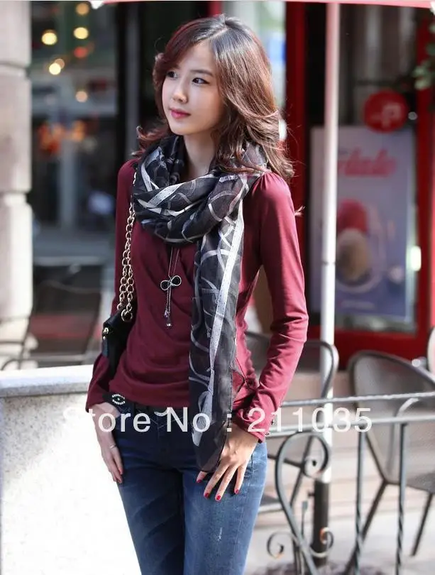 Женская Весенняя Осенняя хлопковая Футболка с v образным вырезом и длинным