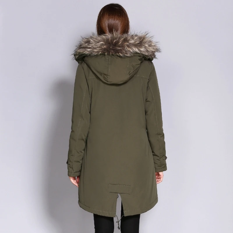 Женская парка с капюшоном amberhear толстая длинная куртка из меха енота S 3XL зима