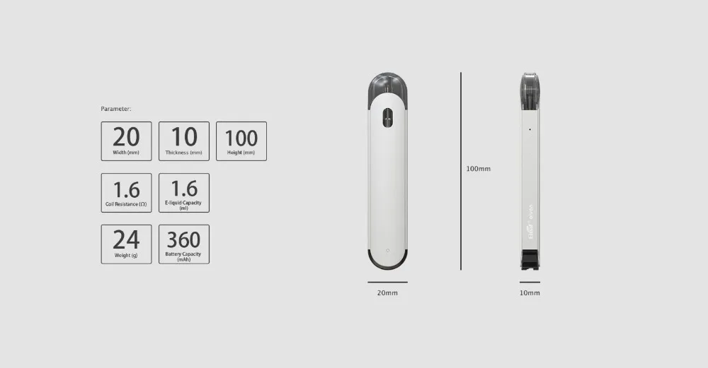 Стартовый набор Eleaf Elven Pod, аккумулятор 360 мАч с картриджем 1,6 мл, катушка Ом, электронная сигарета, испаритель