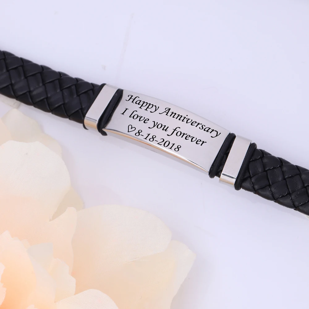 FLYANGEL Custom Date Fashion I Love You браслеты с гравировкой для мужчин юбилейные подарки бойфренд разнообразие стиль браслет
