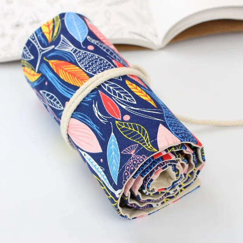 

36/48/72 Holes Roll Pencil Pouch Penalties Cute Stationery Pencil Case Bag Maple Deer Kawaii Pen Wrap School Supplies Kids Gift