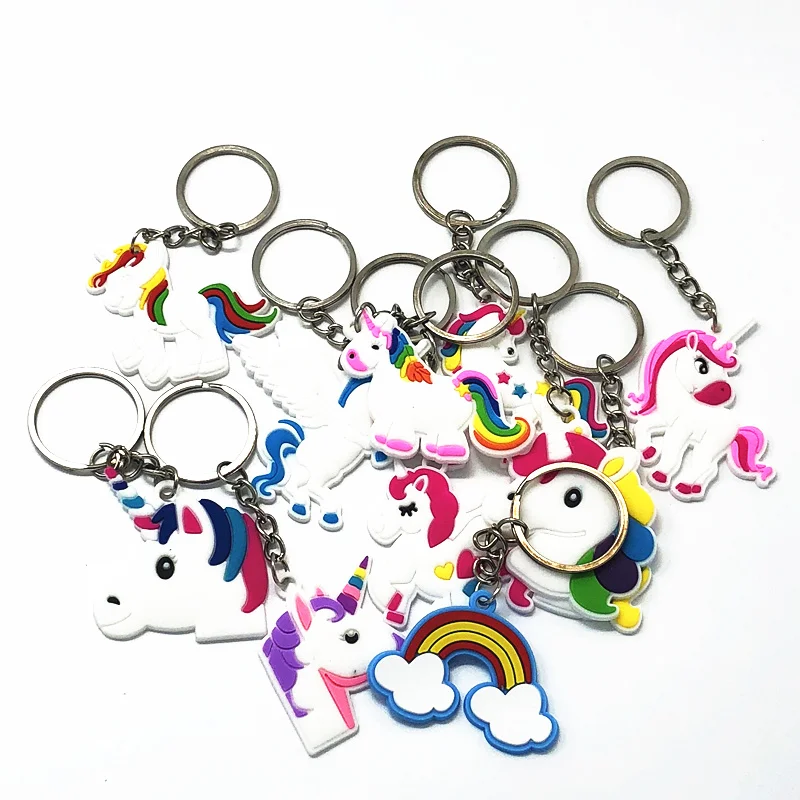 Оптовая продажа 100 шт. милый мультяшный брелок с единорогом из ПВХ для ключей My