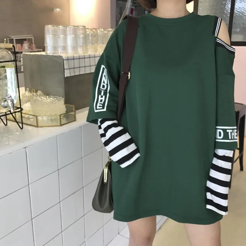 1 шт Harajuku поддельные из двух частей футболка Топы с принтом букв модные длинные