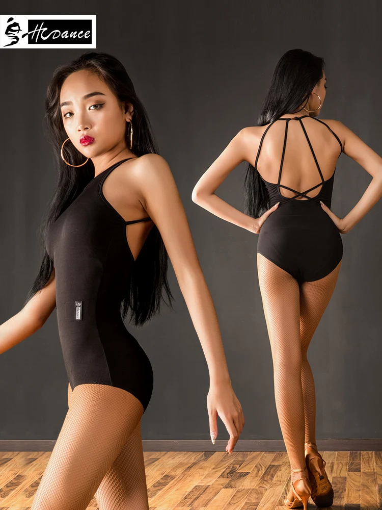 Hcdance Latin Dance Dress for girl Adult Back Cross Hollow latin dress Sleeveless Gongfu Uniform Top-A1082 | Тематическая одежда и