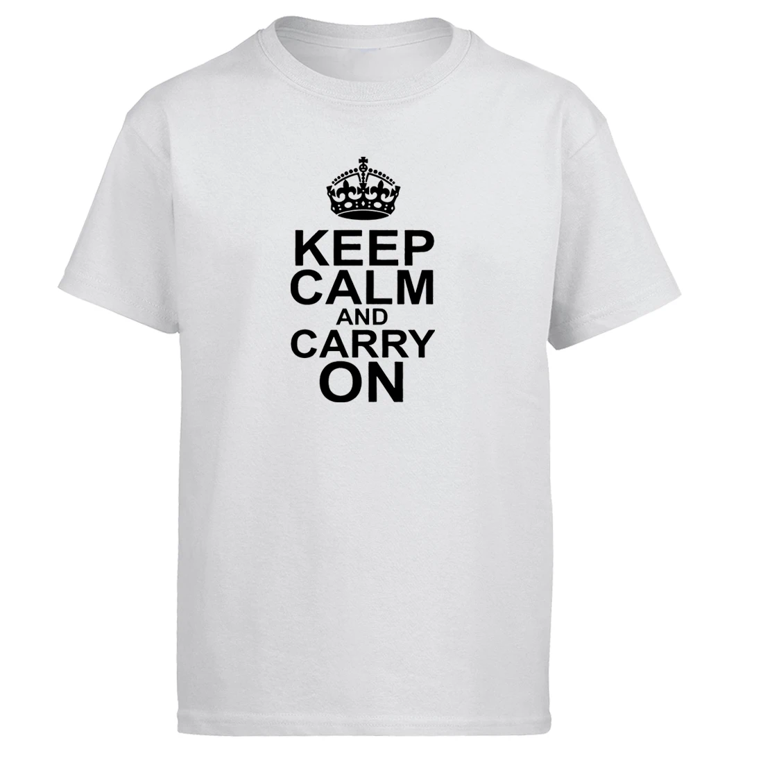 Футболка мужская с круглым вырезом забавная тенниска надписью Keep Calm And Carry On 100%