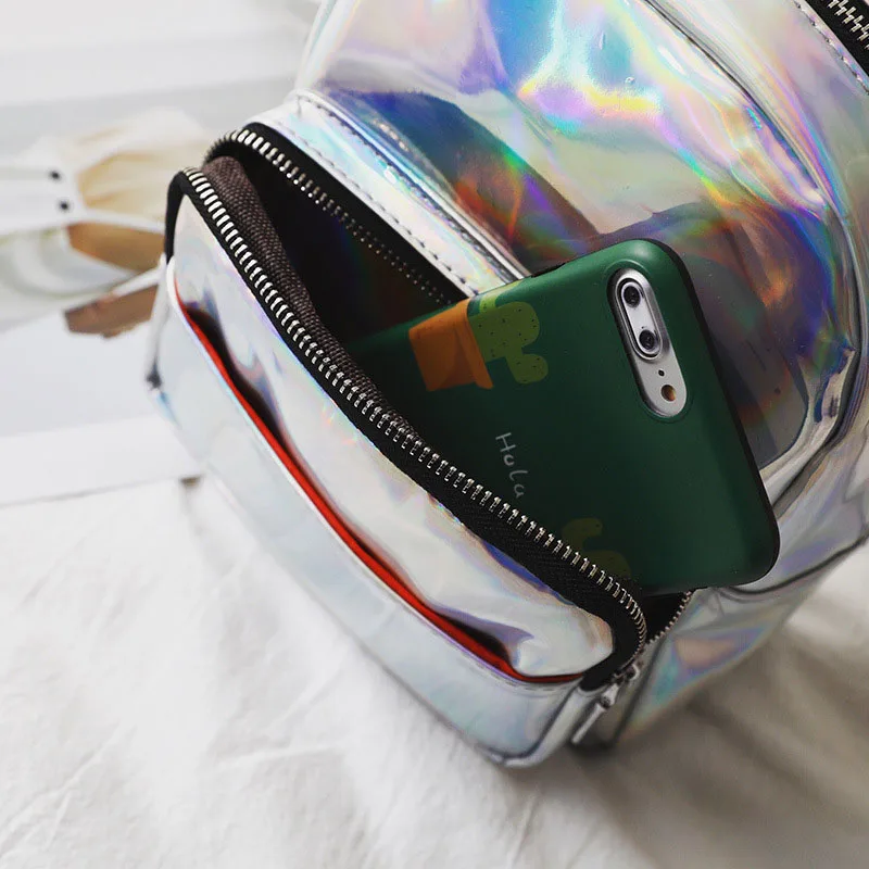 Рюкзак с лазерной голограммой серебристые рюкзаки голографией женский модный