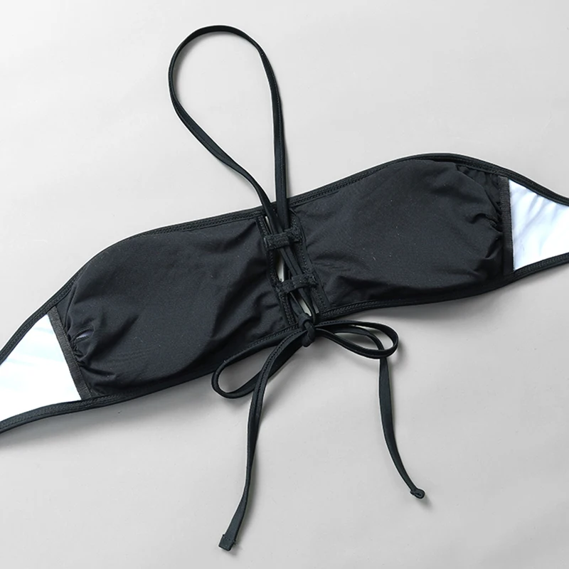 Женский купальный костюм с чашками пуш-ап бандо и лямка на шее | Женская одежда