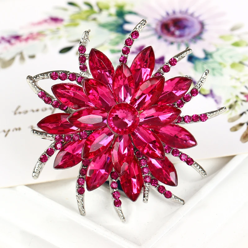 Женская корсажная брошь MINHIN свадебная с австрийским кристаллом|crystal brooch|large