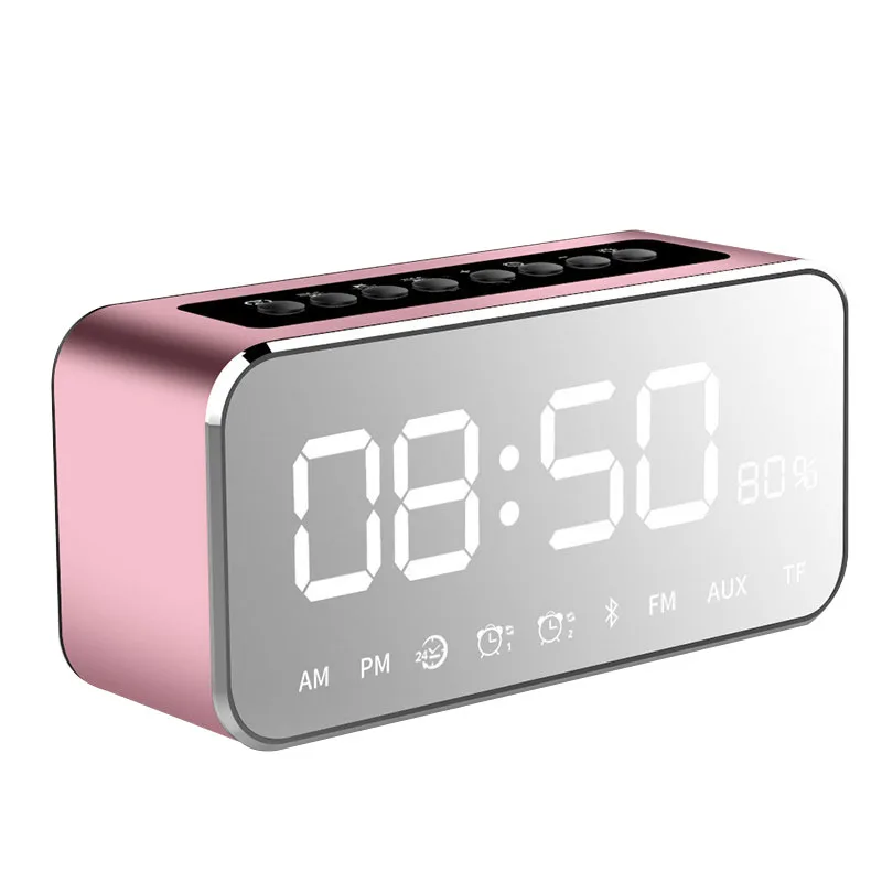 Красный Модный Bluetooth динамик с fm-радио, будильник, mp3-плеер, светодиодный, стерео динамик, зеркальные часы MYDING - Цвет: Красный