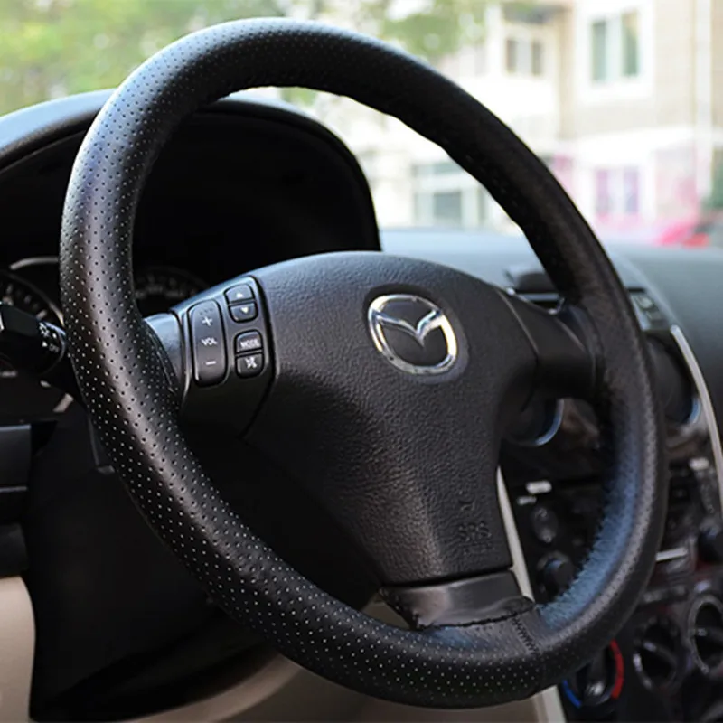 Универсальный PU кожаный DIY черный чехол рулевого колеса автомобиля с иглами и