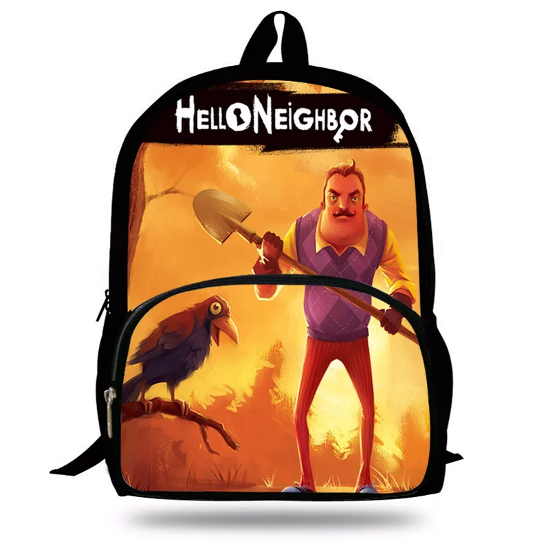 Новый 16-дюймовый школьный рюкзак Mochila с принтом Hello Neighbor детские школьные сумки