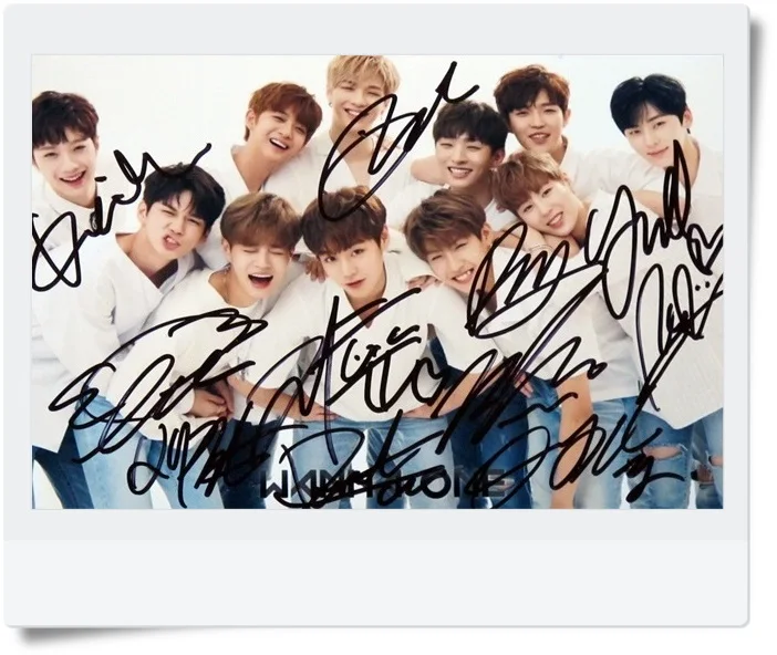 Подписанный KPOP WANNA ONE autographed group photo 6 дюймов Бесплатная доставка 072017|kpop photo|freeshipping |
