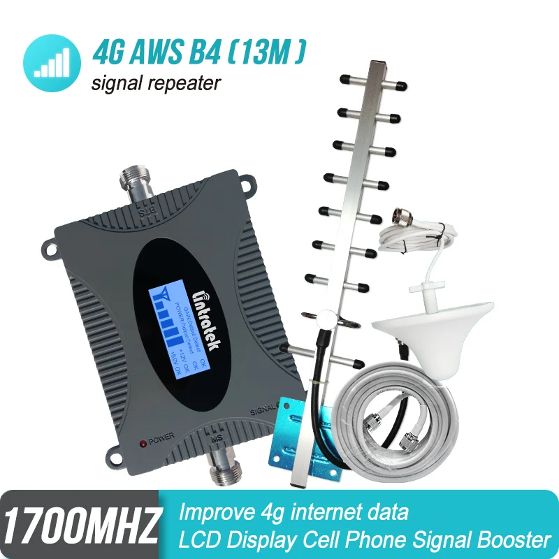 Усилитель сигнала MINI 4G LTE 1700 МГц AWS 1700/2100 Band 4 Repetidor усилитель с ЖК-дисплеем антенна