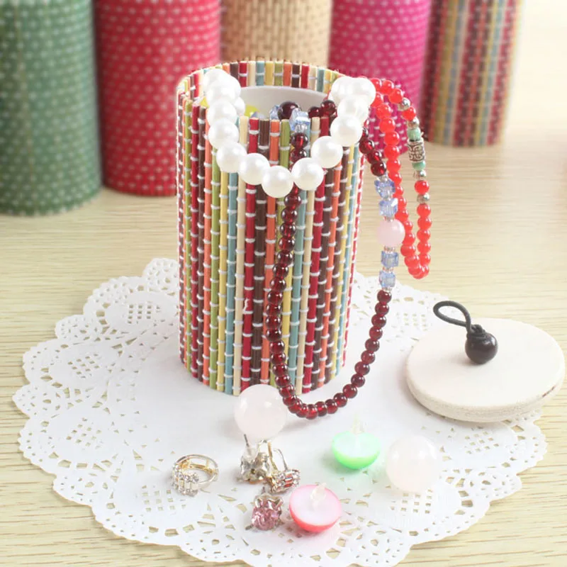 Коробка для хранения круглых бамбуковых ювелирных украшений косметический