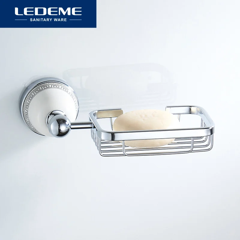 LEDEME мыльница настенные Керамика базы Chrome Аксессуары для ванной комнаты Алюминий