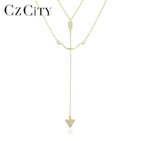 czcity gold color long link chain 925 sterling silver arrow pendant necklaces for women fine jewelry collares femme gifts sn0319