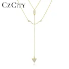 CZCITY золото Цвет длинная звеньевая цепь 925 стерлингового серебра со стрелками, подвеска, колье для женщин, хорошее ювелирное изделие, ожерелье для женщин Подарки SN0319