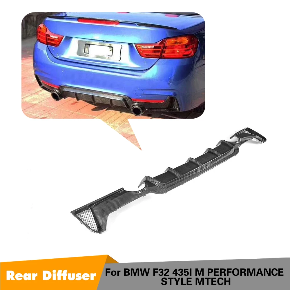 

For BMW F32 F33 M Sport Only 2014 - 2017 4 Series Rear Bumper Lip Diffsuer Spoiler One outlet Two side Carbon Fiber Diffuser