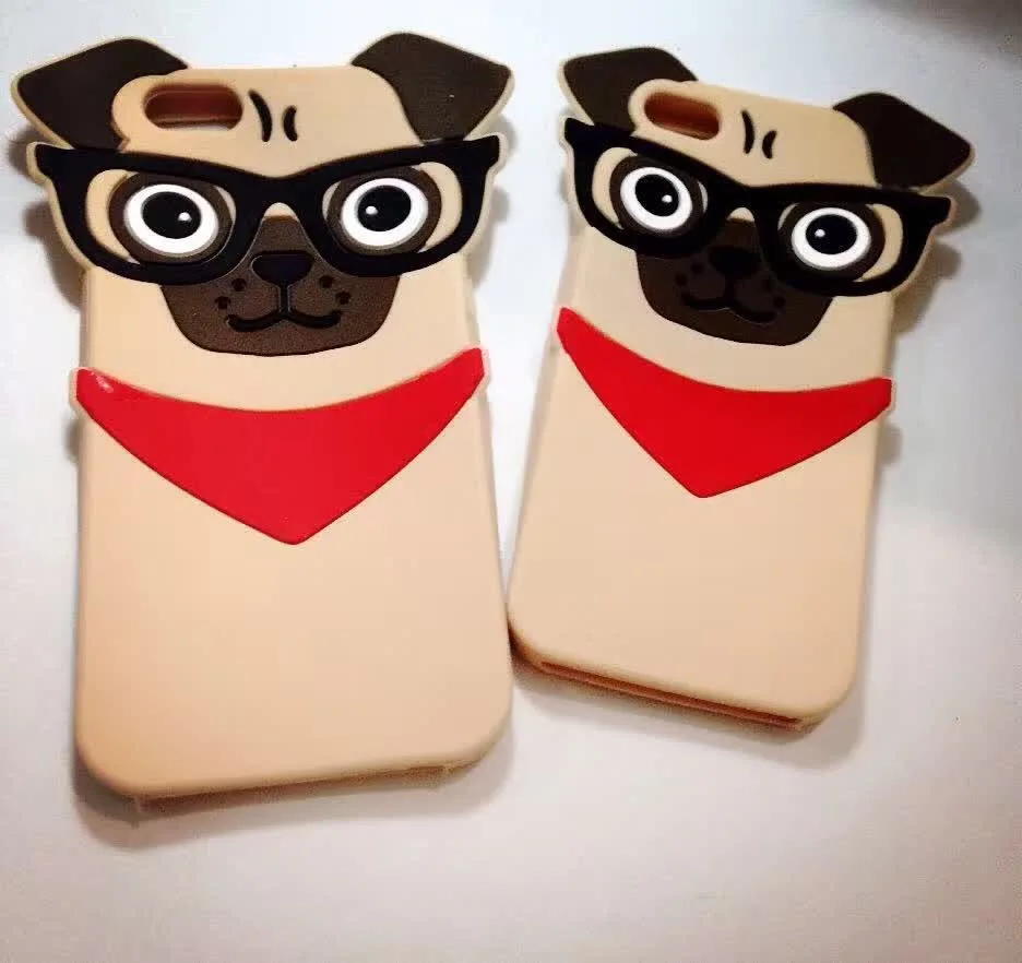 Милый мопса одежда очки 3D силиконовый чехол для iPhone 6 6s 6plus 4 7 'Ƌ. 5 ''резиновый