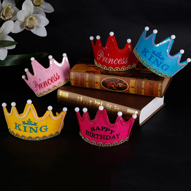 Принцесса Корона с днем рождения мигающий свет LED Светящиеся шляпы шляпа для