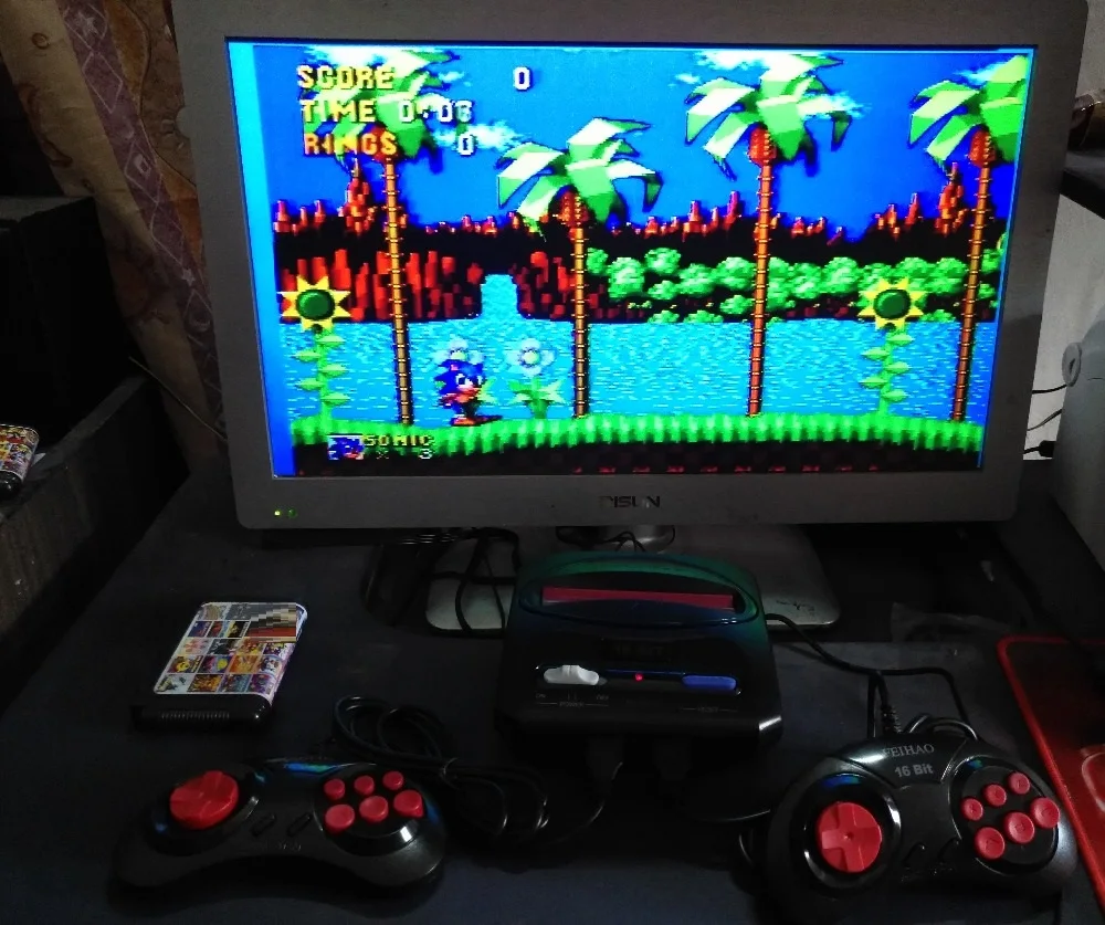 FEIHAO Ретро ТВ Видео игровая консоль для MegaDrive 16 бит игровой Картридж с 14 встроенными играми и 18 в 1 игровая карта AV выход